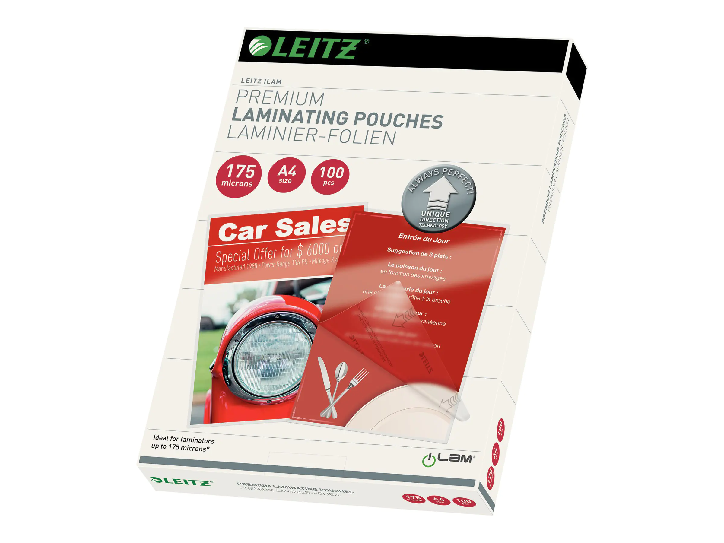 Leitz Laminierfolie A4 UDT 74830000 175mic glasklar 100 St./Pack.