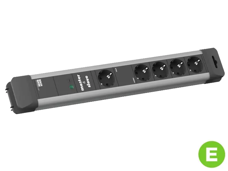 Bachmann CONNECTUS Steckdosenleiste 5-fach, Master + Slave, 2,0m, schwarz/grau, ohne Schalter Bachmann CONNECTUS Steckdosenleiste 5-fach, Master + Slave, 2,0m, schwarz/grau, ohne Schalter