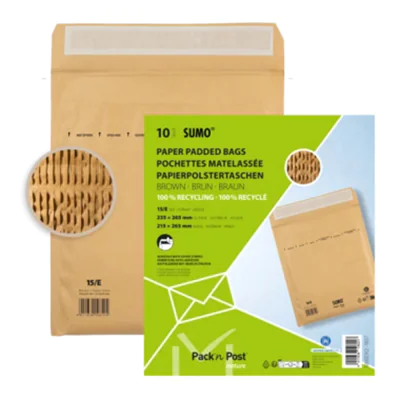 SUMO Papierpolstertasche E mit Haftklebung Papier, 100 % recycelt braun 10 St./Pack.