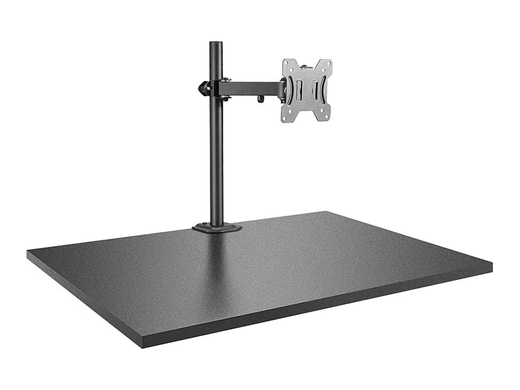 Lindy Single Display Bracket w/ Pole & Desk Clamp - Befestigungskit - einstellbarer Arm - für Monitor - Stahl - Schwarz - Bildschirmgröße: 43.2-71 cm (17"-28") - Tischmontage