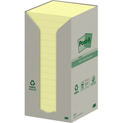 Post-it Haftnotiz Recycling Notes 654-1T 76x76mm gelb 16 St./Pack.