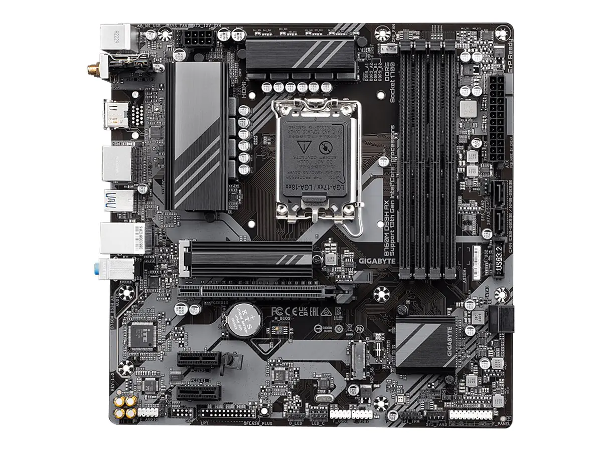 Gigabyte B760M DS3H AX - 1.X - Motherboard - micro ATX - LGA1700-Sockel - B760 Chipsatz - USB-C 3.2 Gen2, USB 3.2 Gen 1 - 2.5 Gigabit LAN, Wi-Fi 6E, Bluetooth - Onboard-Grafik (CPU erforderlich) - HD Audio (8-Kanal)