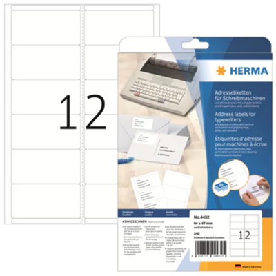 HERMA Adressetikett 4432 94x47mm sk weiß 240 St./Pack. HERMA Adressetikett 4432 94x47mm sk weiß 240 St./Pack.