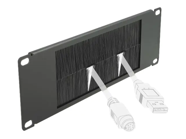 Delock Cable Management Brush Strip - Kabelführungspanel mit Bürste - Schwarz - 2U - 25.4 cm (10") 66481