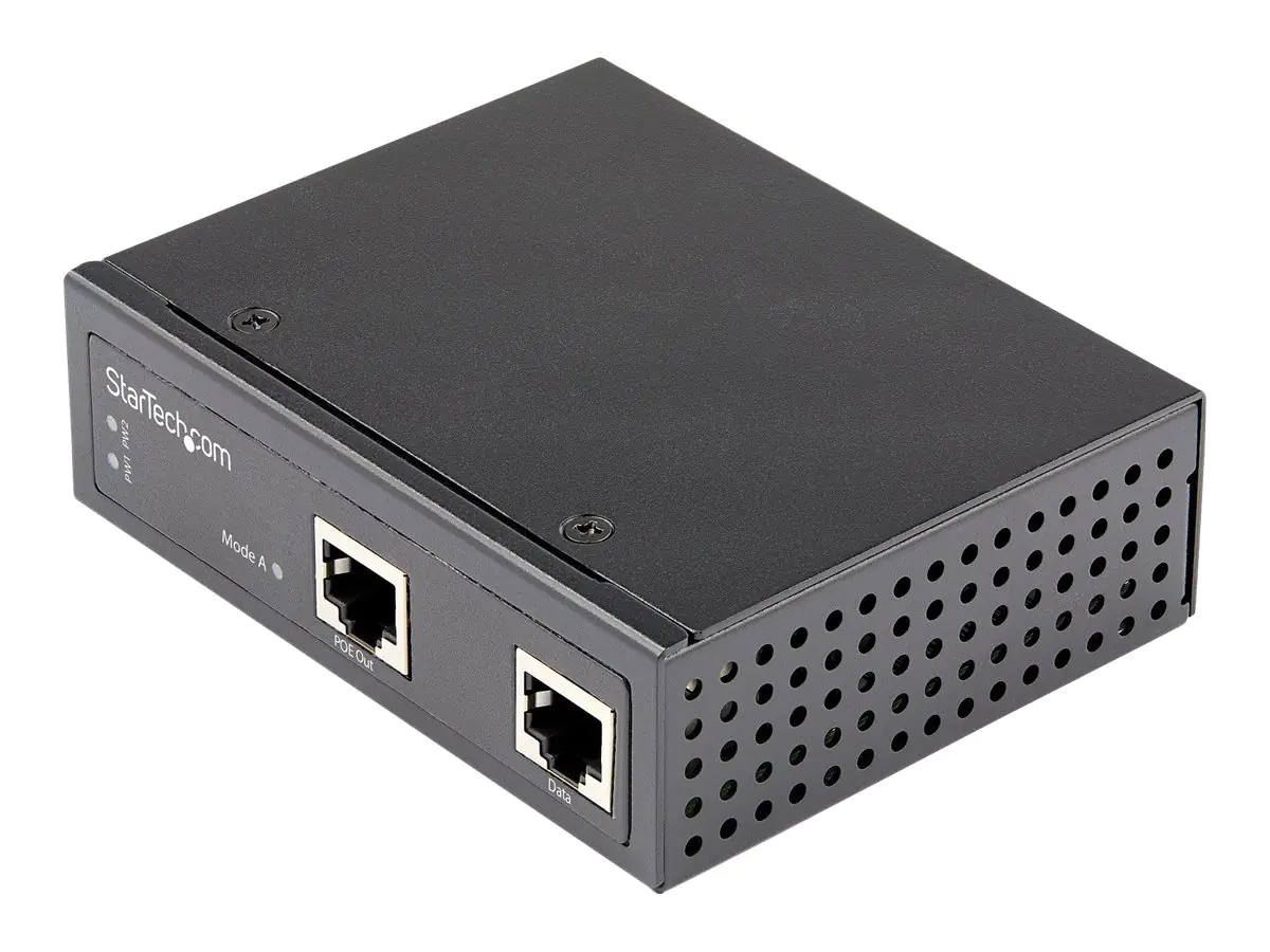 StarTech.com Industrial Gigabit Ethernet PoE Injector - 30W 802.3at PoE + Midspan 48V-56VDC Hutschiene Power over Ethernet Adapter - -40°C bis 75°C - Kameras/Sensoren/WLAN Zugang (POEINJ30W)