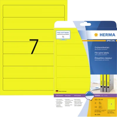 HERMA Ordneretikett 5091 kurz/schmal sk gelb 140 St./Pack. HERMA Ordneretikett 5091 kurz/schmal sk gelb 140 St./Pack.