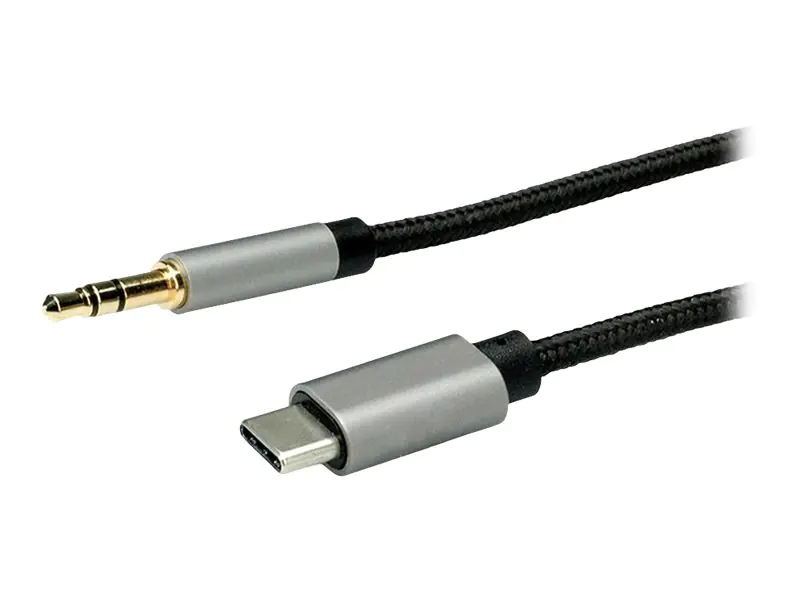 Roline - Adapter USB-C auf Klinkenstecker - 24 pin USB-C männlich umkehrbar zu mini-phone stereo 3.5 mm männlich - 3 m - Schwarz