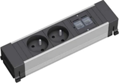Bachmann 317.103 - 2 AC-Ausgänge - Typ E - Aluminium - Schwarz - Silber - 230 V - 16000 mA Bachmann 317.103 - 2 AC-Ausgänge - Typ E - Aluminium - Schwarz - Silber - 230 V - 16000 mA