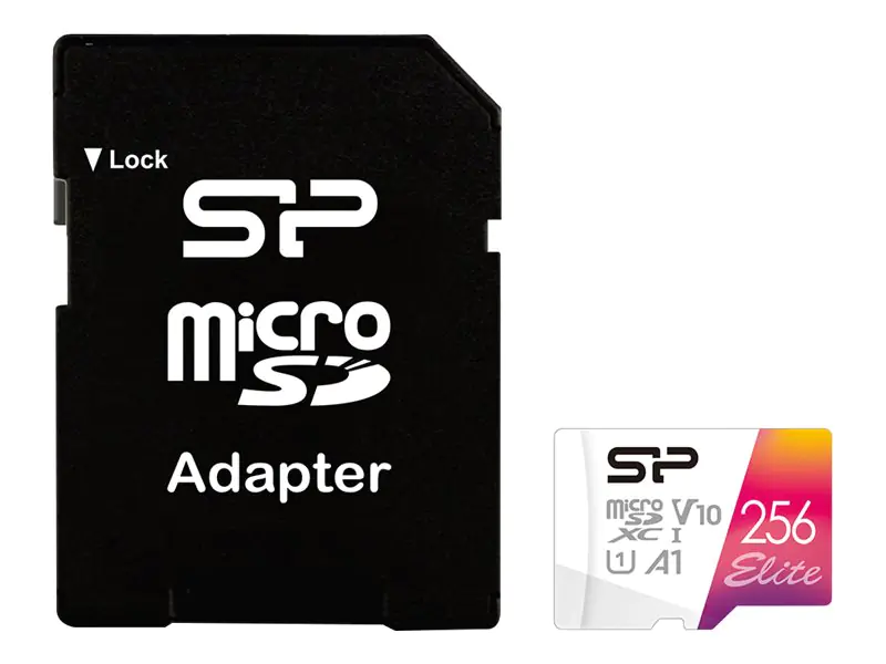 SILICON POWER Elite - Flash-Speicherkarte (microSDXC-an-SD-Adapter inbegriffen) - 256 GB - A1 / Video Class V10 / UHS-I U1 / Class10 - microSDXC UHS-I
