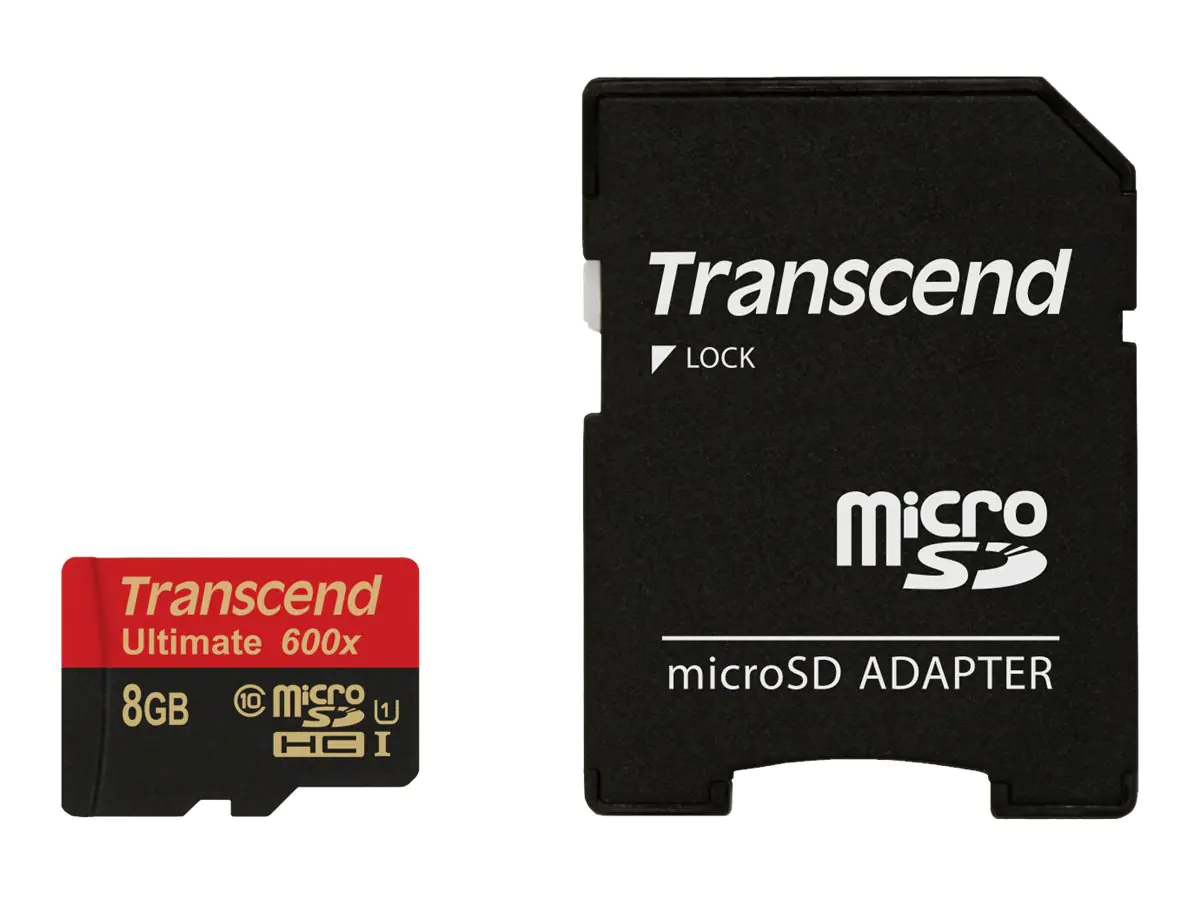 Transcend Ultimate - Flash-Speicherkarte (microSDHC/SD-Adapter inbegriffen) - 8 GB - UHS Class 1 / Class10 - 600x - microSDHC UHS-I