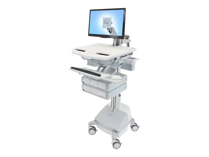 Ergotron Wagen - offene Architektur - für LCD-Display / PC-Ausrüstung - medizinisch - Aluminium, verzinker Stahl, hochwertiger Kunststoff - Grau, weiß, Polished Aluminum - Bildschirmgröße: bis zu 61 cm (bis zu 24 Zoll) SV44-1241-2
