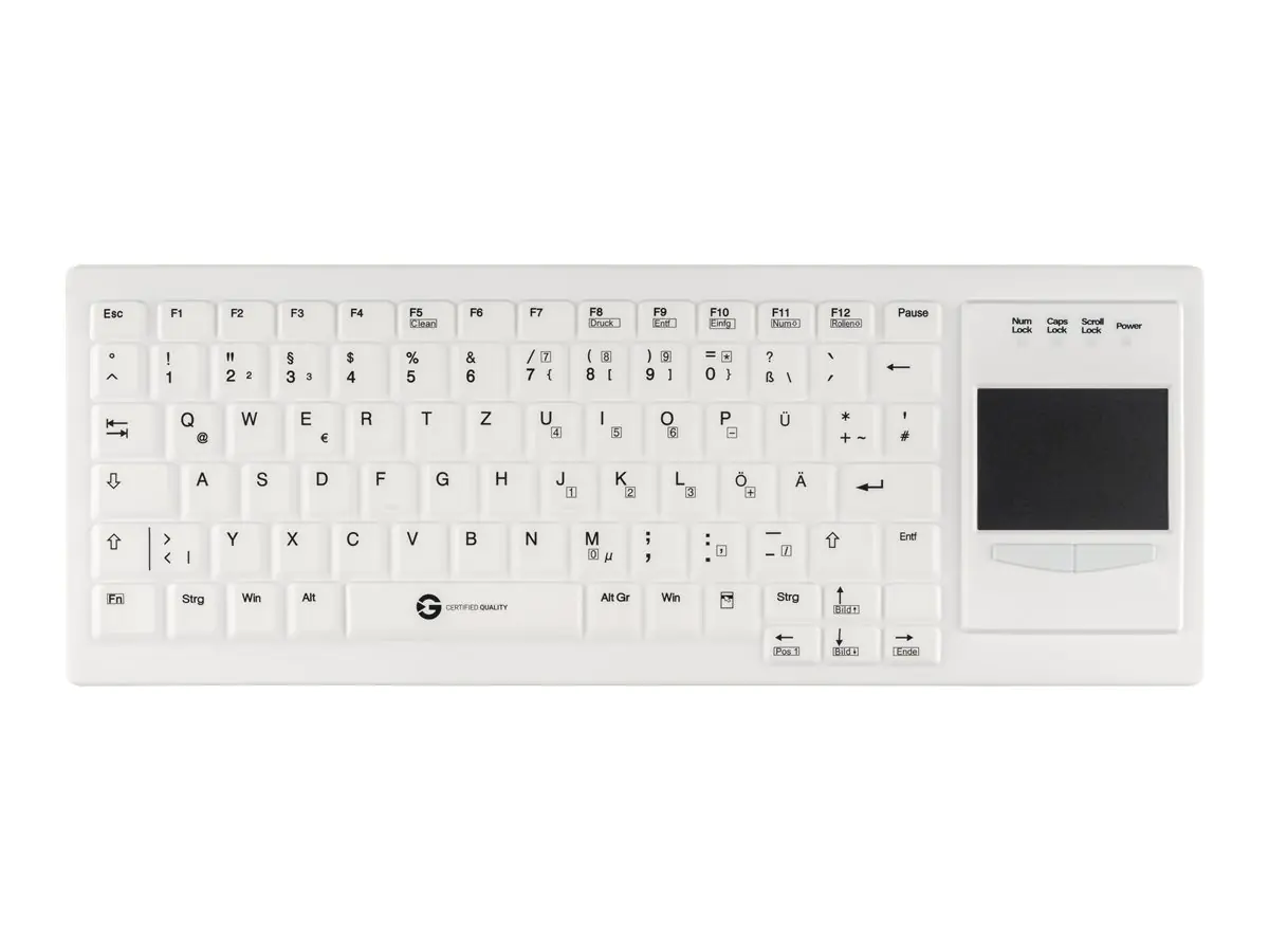 CleanType Xtra Touch Protect - Tastatur - 75% - compact TKL - mit Touchpad - USB - QWERTZ - Deutsch - weiß