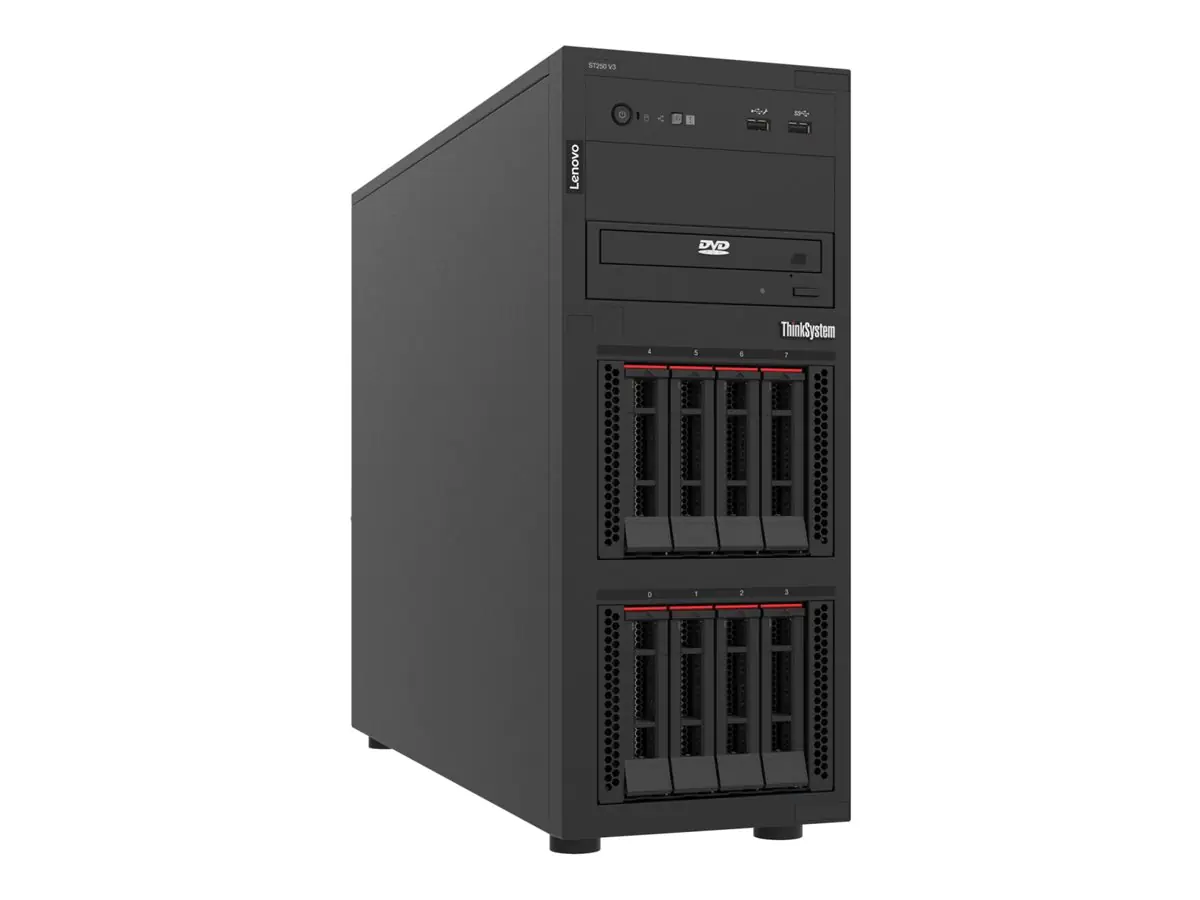 Lenovo ThinkSystem ST250 V3 7DCE - Server - Tower - 4U - 1-Weg - 1 x Xeon E-2414 / 2.6 GHz - RAM 16