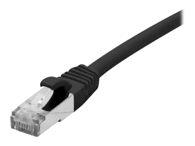 Dexlan - Patch-Kabel - RJ-45 (M) zu RJ-45 (M) - 50 cm - S/FTP - CAT 6a - halogenfrei, geformt, ohne Haken - Schwarz