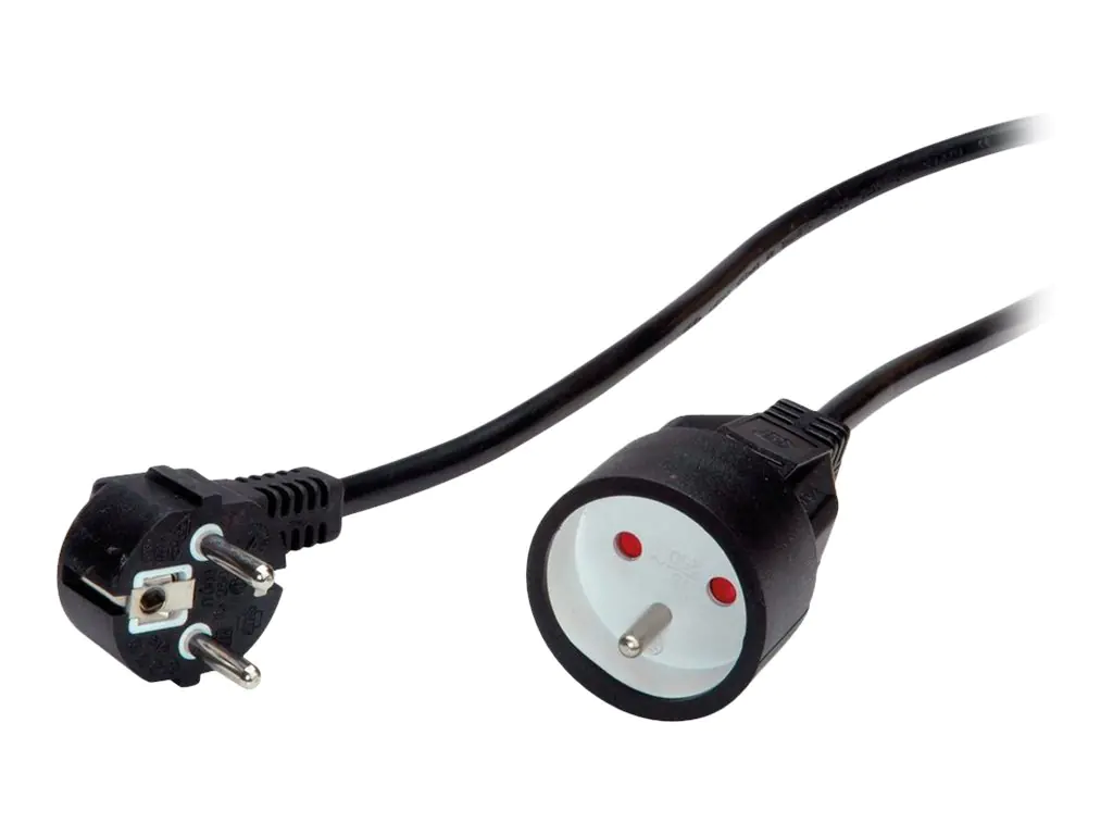 VALUE - Spannungsversorgungs-Verlängerungskabel - French / UTE (M) zu French / UTE (W) - Wechselstrom 250 V - 16 A - 10 m - Schwarz