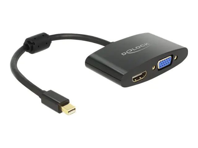 Delock - Videoadapter - DisplayPort (M) zu HD-15 (VGA), HDMI (W) - 18 cm - Schwarz