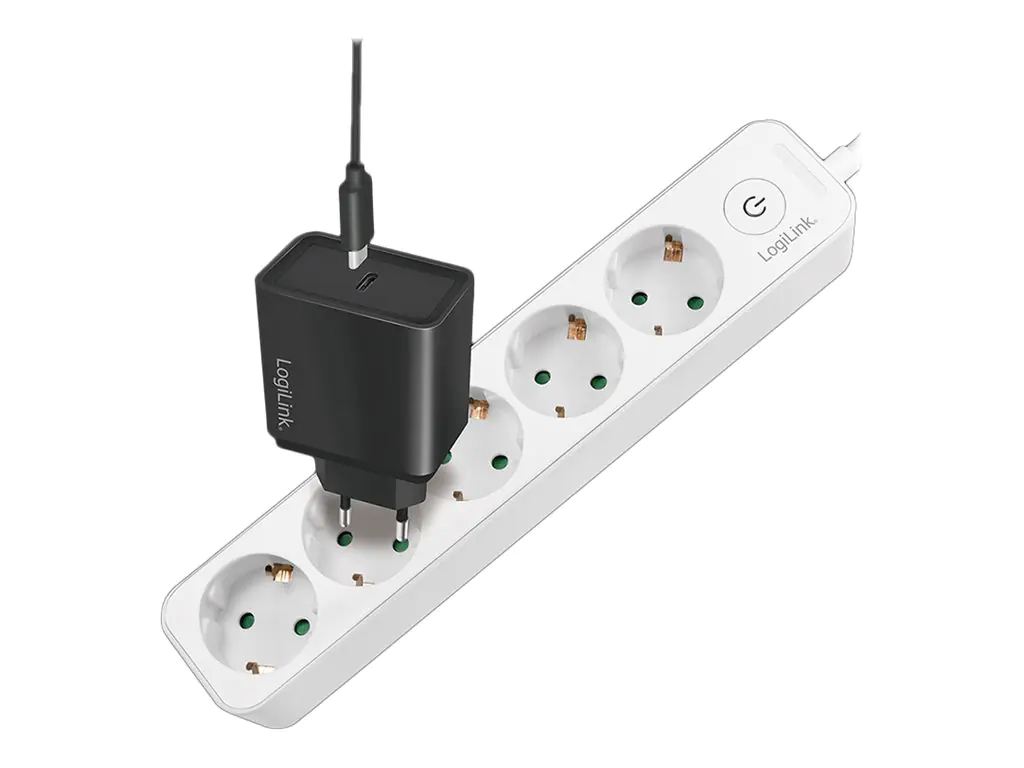 LogiLink - Steckdosenleiste - Wechselstrom 250 V - 3680 Watt - Eingabe, Eingang Stromversorgung - Ausgangsanschlüsse: 5 (5 x Stecker CEE 7/3) - 1.5 m Schnur - Deutschland - weiß
