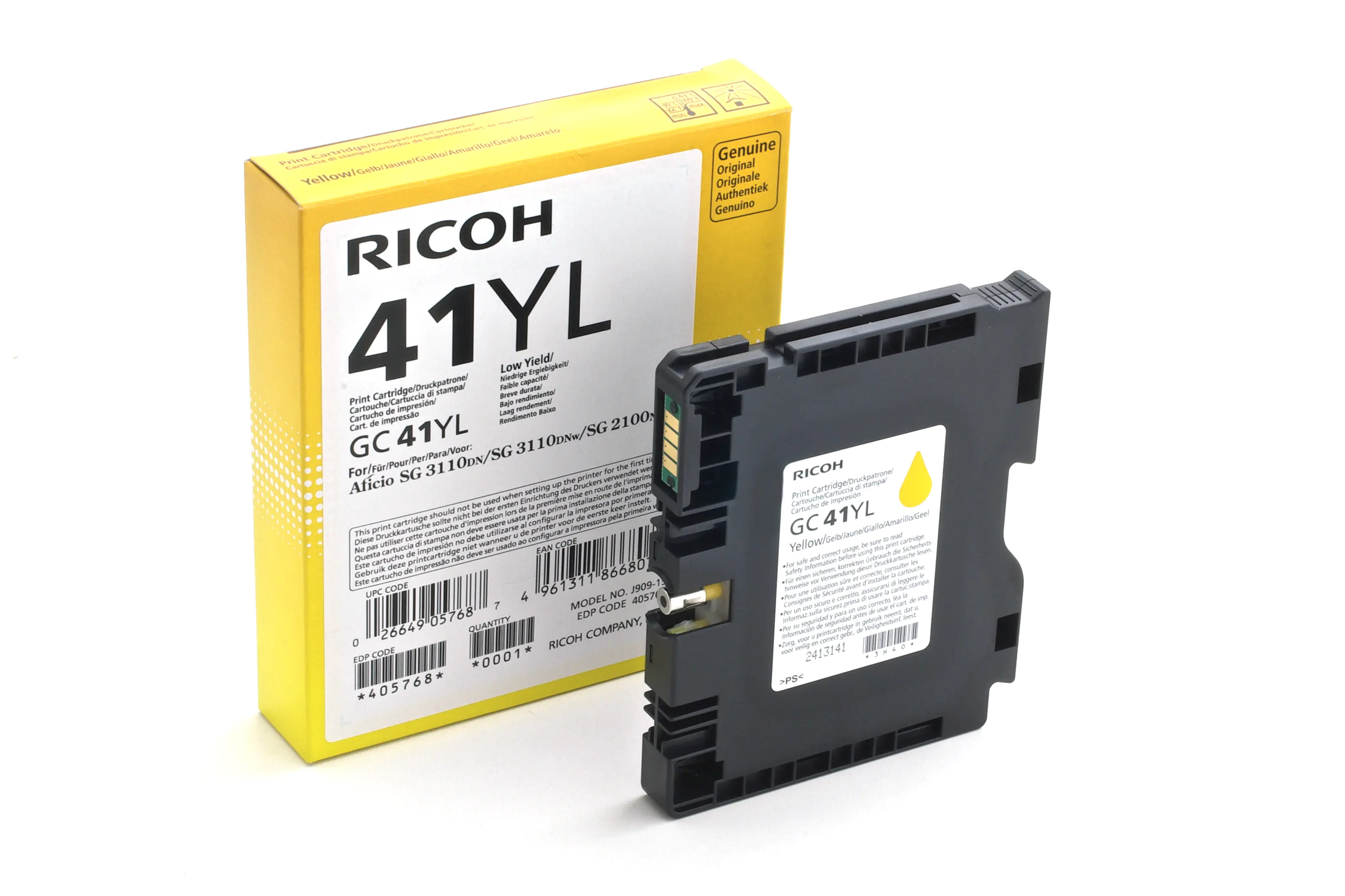 Ricoh GC 41YL - Low Yield - Gelb - Original - Tintenpatrone - für Ricoh Aficio SG 2100, Aficio SG 3100, Aficio SG 3110, Aficio SG 7100, SG 3110, SG 3120 Ricoh GC 41YL - Low Yield - Gelb - Original - Tintenpatrone - für Ricoh Aficio SG 2100, Aficio SG 3100, Aficio SG 3110, Aficio SG 7100, SG 3110, SG 3120