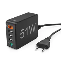 Hama Ladestation 51 Watt 5-fach 1xQC3.0 3xUSB-A 1xUSB-C PD Schwarz