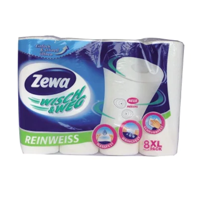 Zewa Küchenrolle Wisch und Weg 42837 2lg. weiß 8 Rl./Pack. Zewa Küchenrolle Wisch und Weg 42837 2lg. weiß 8 Rl./Pack.