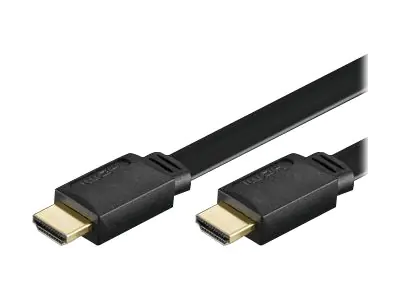 TECHly - Highspeed - HDMI-Kabel mit Ethernet - HDMI männlich zu HDMI männlich - 10 m - abgeschirmt - Schwarz - flach, 1080p-Unterstützung