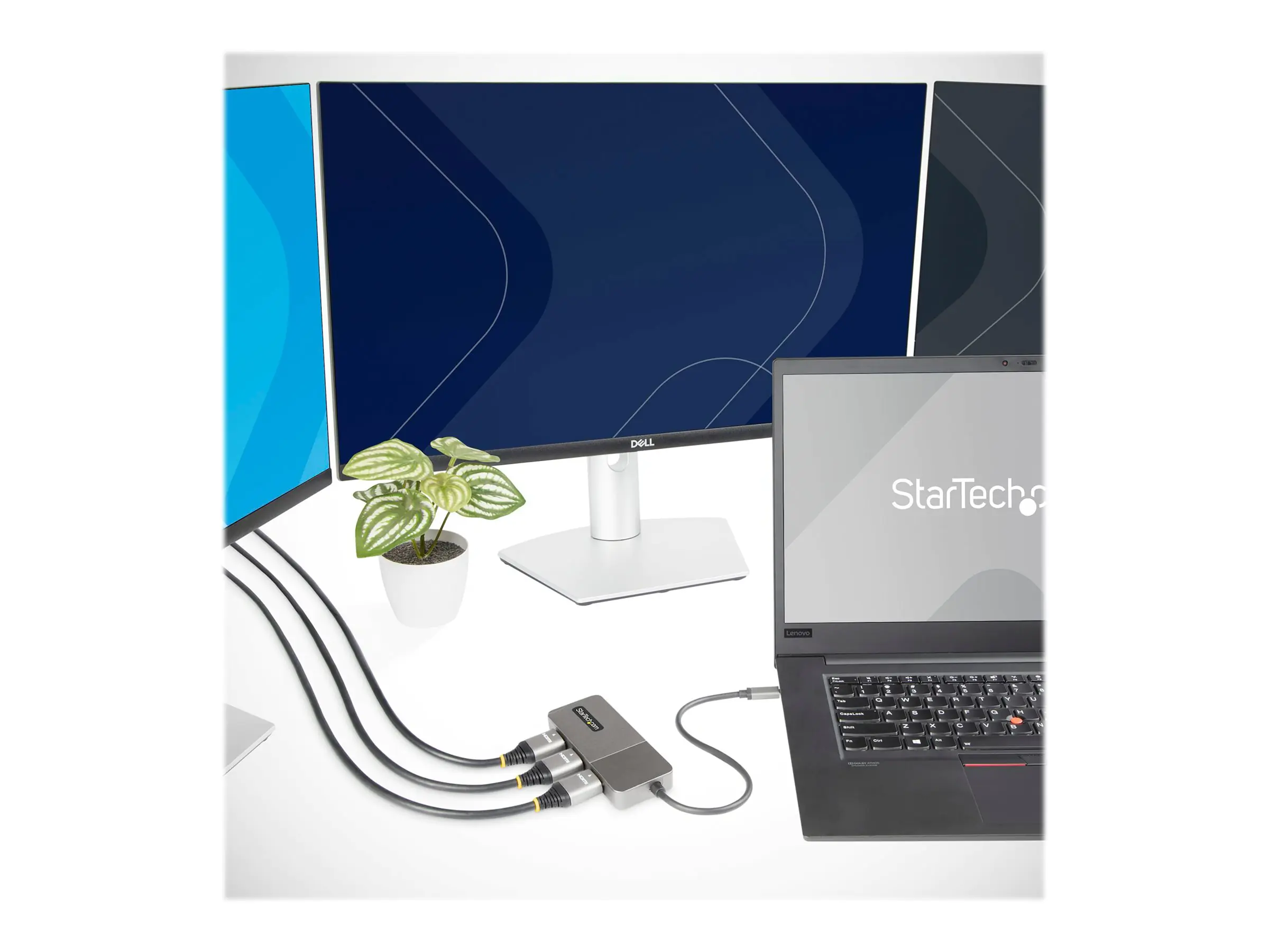 StarTech 3-Port USB-C MST Hub, USB Type-C to 3x HDMI Multi-Monitor Adapter for Laptop, Triple HDMI up to 4K 60Hz w/ DP 1.4 Alt Mode and DSC, HDR, 1ft (30cm) Cable, USB Bus-Powered - Multi-Stream Transport Hub (MST14CD123HD) - Video-/Audio-Splitter - 3 x H