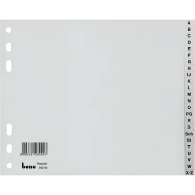 Bene Register A-Z 93220 DIN A4 halbe Höhe PP 20teilig Bene Register A-Z 93220 DIN A4 halbe Höhe PP 20teilig