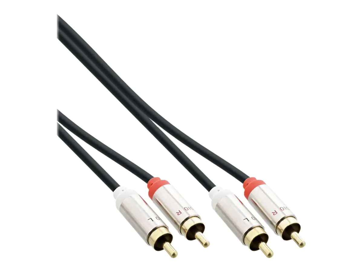 InLine Slim Mobile - Audiokabel - RCA x 2 männlich zu RCA x 2 männlich - 3 m - Schwarz
