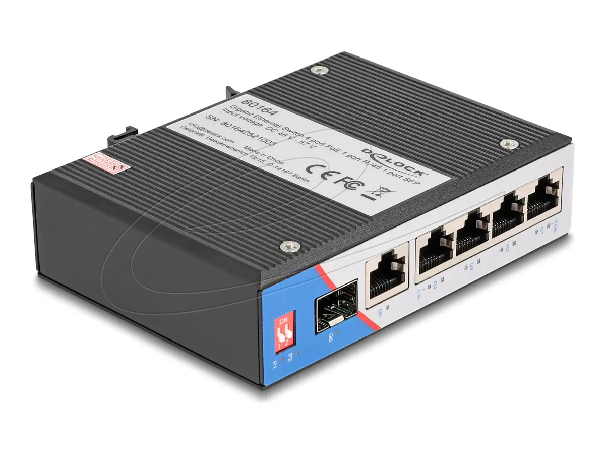 Delock Switch - industriell - 4 x 10/100/1000 (PoE+) 80164
