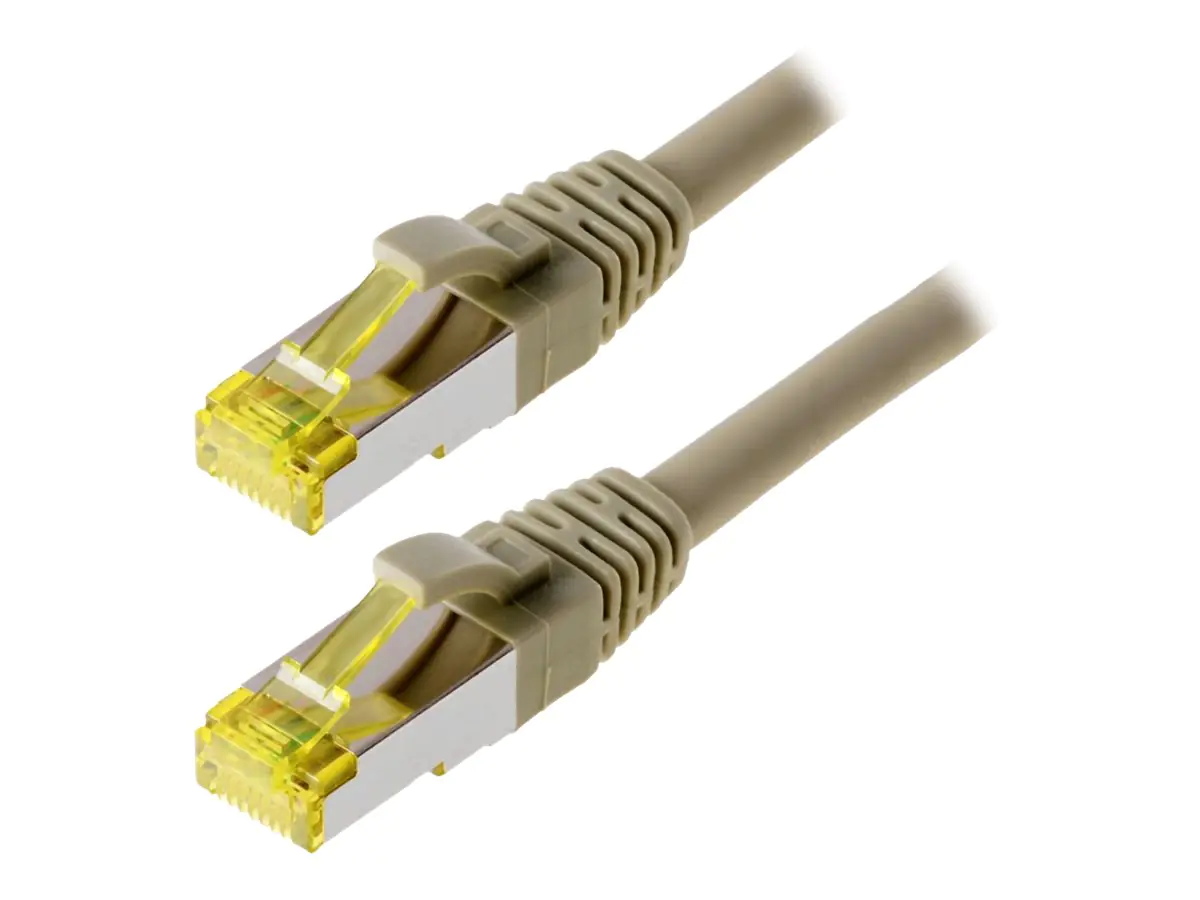 Helos - Patch-Kabel - RJ-45 (M) bis RJ-45 (M) - 5 m - SFTP, PiMF - CAT 6a - halogenfrei, geformt, ohne Haken - Grau