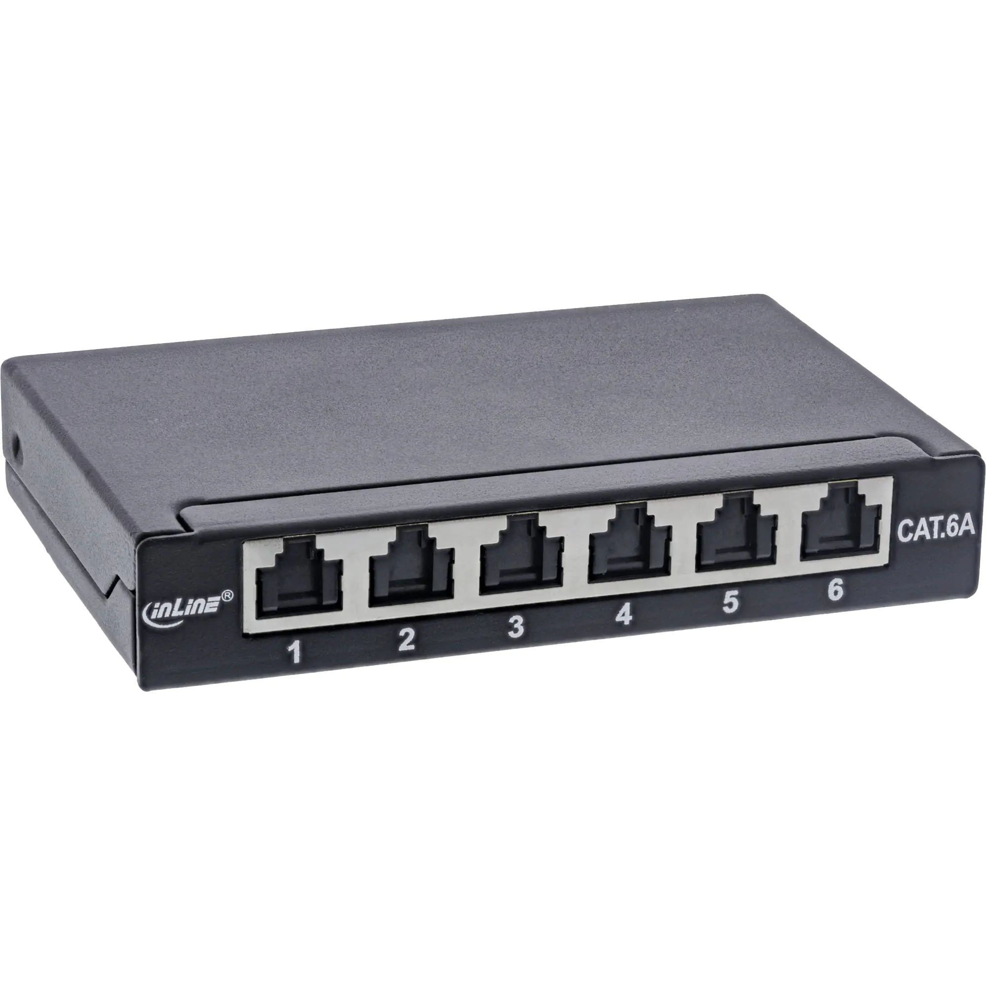 InLine - Patch Panel - Schiene montierbar, Tisch, geeignet für Wandmontage - CAT 6a - abgeschirmt - RJ-45 X 6 - Schwarz, RAL 9005 - 0.5U