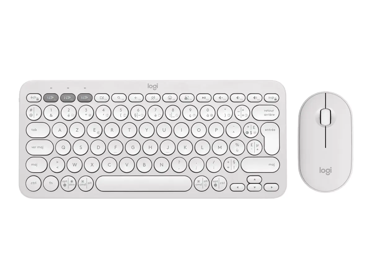 Logitech Pebble 2 Combo - Tastatur-und-Maus-Set - kabellos - Bluetooth LE - AZERTY - Französisch - Tonal White