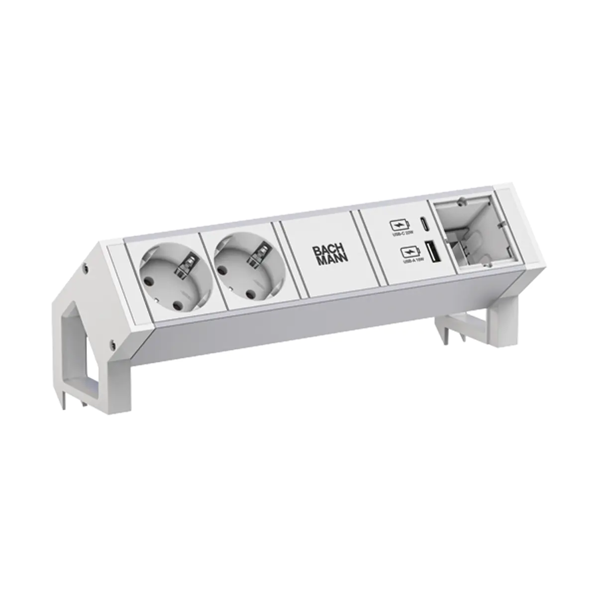 Bachmann DESK2 ALU WHITE 937.4132xCEE7/3 1xCM 1xUSB A/C 22W 0 2m GST18