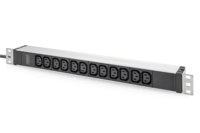 DIGITUS Steckdosenleiste mit Aluminiumprofil, 12-fach, 2 m Zuleitung Schutzkontaktstecker DN-95426