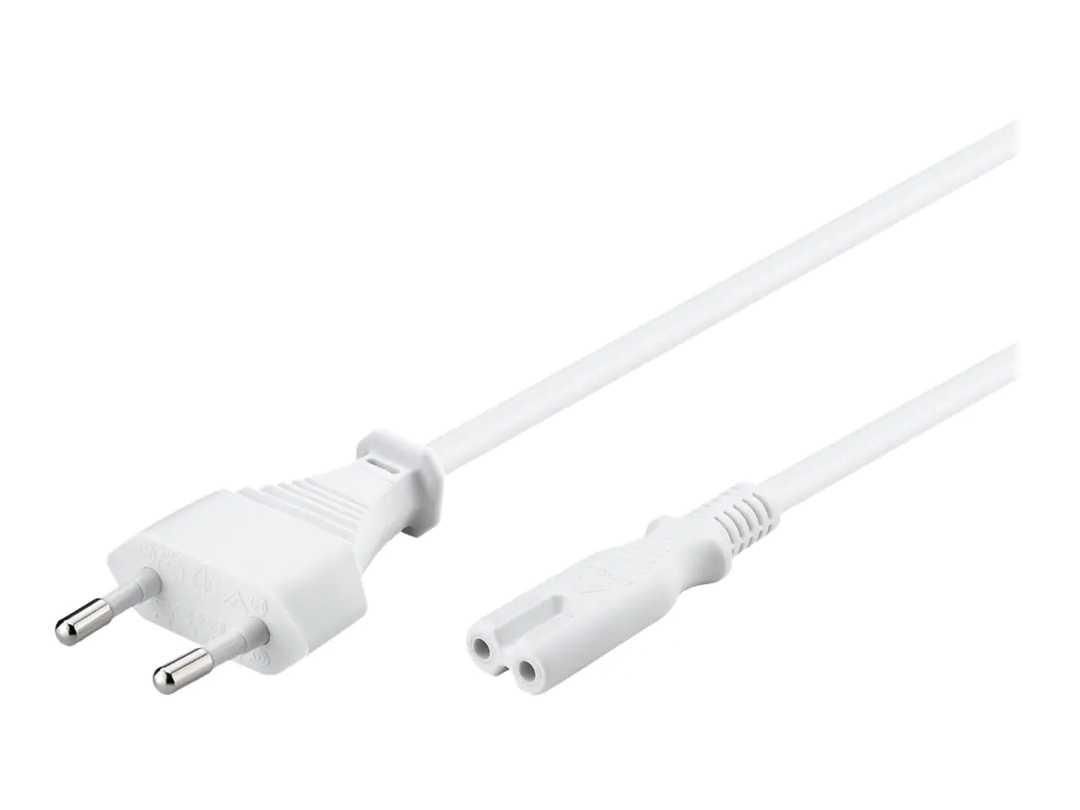 goobay - Stromkabel - Eurostecker (M) zu IEC 60320 C7 - 250 V - 2.5 A - 1.8 m - weiß
