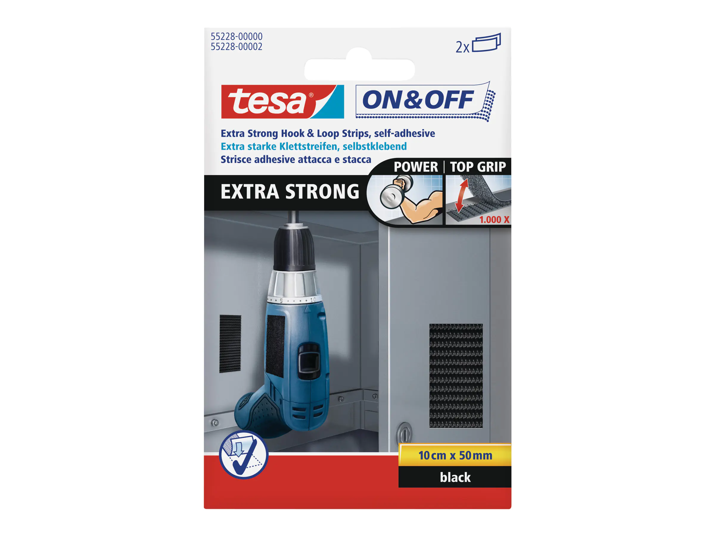 tesa Klettstreifen On & Off 55228-00000 schwarz 2 St./Pack.