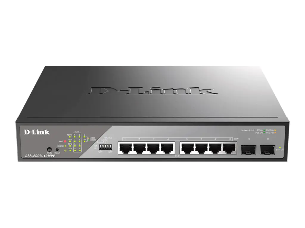 D-Link DSS 200G-10MPP - Switch - managed - 8 x 10/100/1000 (PoE) DSS-200G-10MPP/E