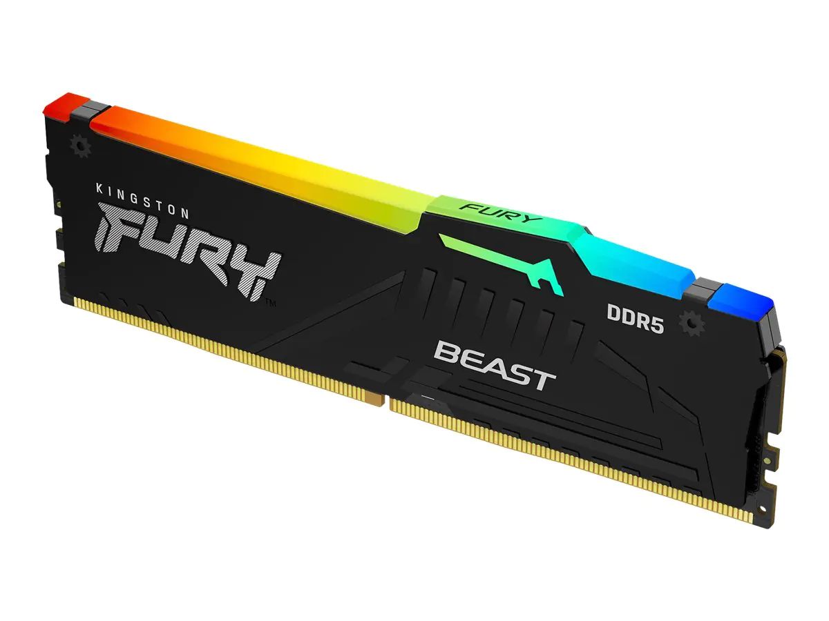 Kingston FURY Beast RGB - DDR5 - Kit - 64 GB: 4 x 16 GB - DIMM 288-PIN - 5200 MHz / PC5-41600 - CL40 - 1.25 V - ungepuffert - on-die ECC - Schwarz