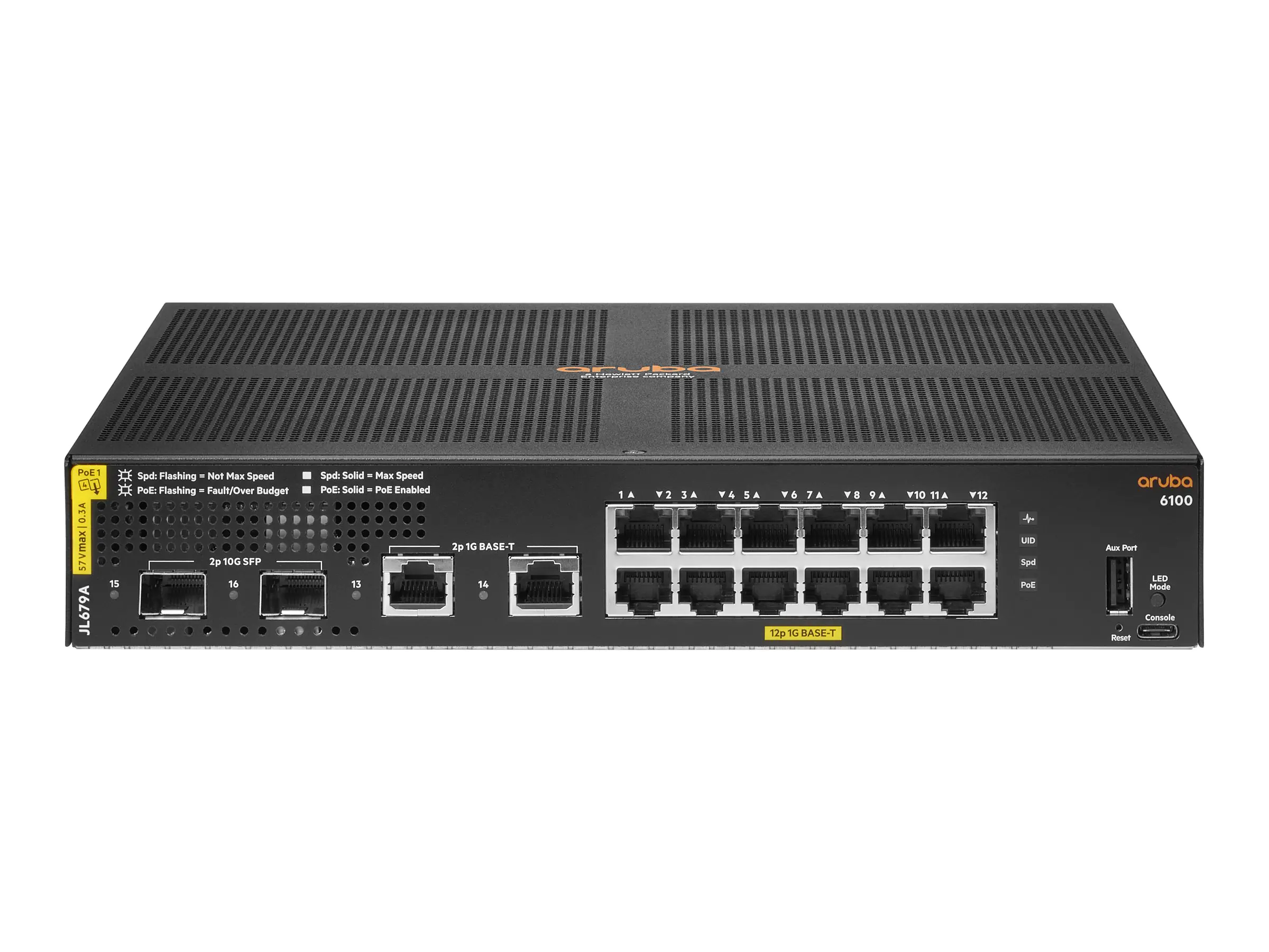 HPE Aruba 6100 12G Class4 PoE 2G/2SFP+ 139W Switch - Switch - managed - 12 x 10/100/1000 (PoE+) + 2 x 1 Gigabit / 10 Gigabit SFP+ + 2 x 1000Base-T - an Rack montierbar - PoE+ (139 W) HPE Aruba 6100 12G Class4 PoE 2G/2SFP+ 139W Switch - Switch - managed - 12 x 10/100/1000 (PoE+) + 2 x 1 Gigabit / 10 Gigabit SFP+ + 2 x 1000Base-T - an Rack montierbar - PoE+ (139 W)