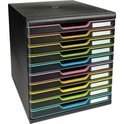 Exacompta Schubladenbox MODULO 10 Schubladen DIN A4+ Polystyrol Gehäusefarbe: schwarz Farbe der Schublade: schwarz/harlekin Exacompta Schubladenbox MODULO 10 Schubladen DIN A4+ Polystyrol Gehäusefarbe: schwarz Farbe der Schublade: schwarz/harlekin