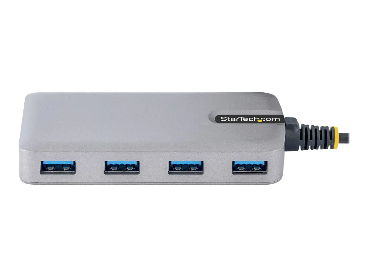 StarTech 4-Port USB-C Hub, USB 3.0 5Gbps, Bus Powered, USB Type-C to 4x USB-A Hub with Optional Auxiliary Power Input, Portable Desktop/Laptop USB Hub with 1ft (30cm) Attached Cable - USB Expansion Hub (5G4AB-USB-C-HUB) - Hub - 4 x USB 3.2 Gen 1 + 1