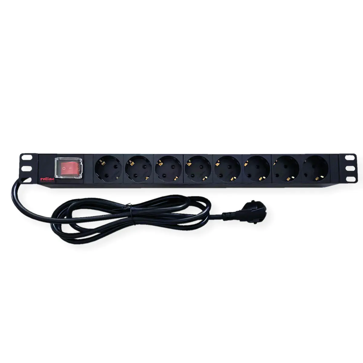 ROLINE 19"-Steckdosenleiste 8fach mit Schalter beleuchtet 1.8m schwarz - Steckdosenleiste - 1,8 m ROLINE 19"-Steckdosenleiste 8fach mit Schalter beleuchtet 1.8m schwarz - Steckdosenleiste - 1,8 m