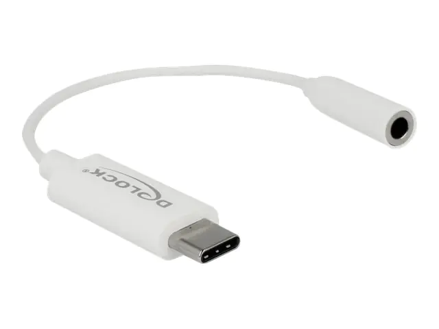 Delock - Audio-Adapter - 24 pin USB-C (M) zu mini-phone stereo 3.5 mm (W) - USB 2.0 - 14 cm - weiß