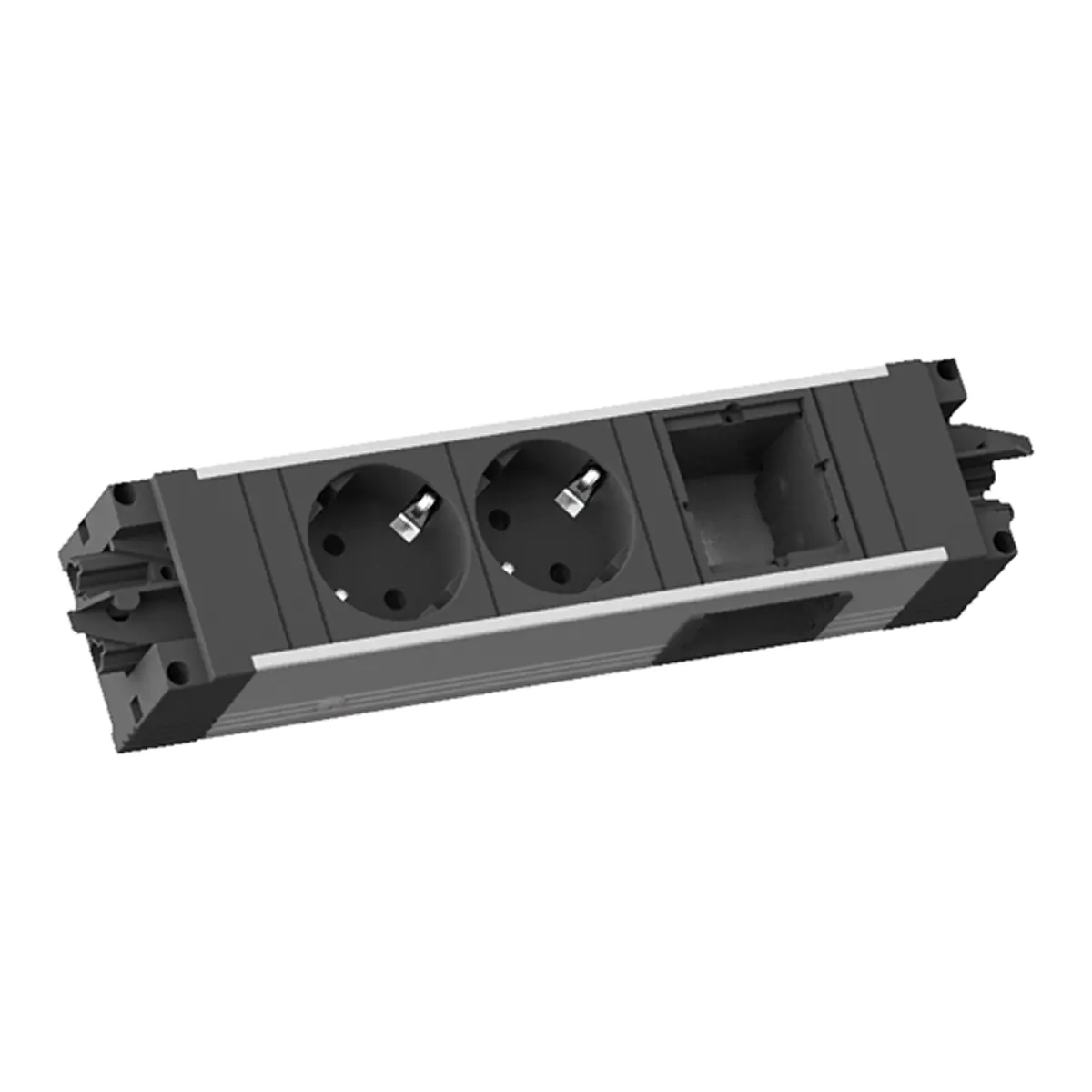 Bachmann STEP ALU - Steckdosenleiste - for 90° custom modules with side outlet - Eingabe, Eingang GST18i3 - Ausgangsanschlüsse: 2 (power CEE 7/3) 906.09529
