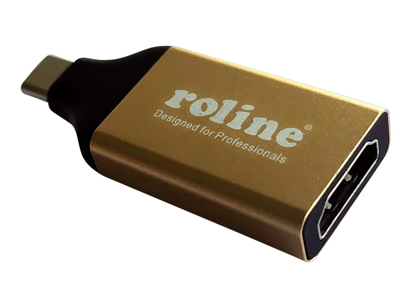 Roline - Videoadapter - 24 pin USB-C männlich zu HDMI weiblich - Schwarz/Gold - 4K Unterstützung