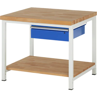 RAU Werkbank 8000 1.000 x 840-1.040 x 900 mm (B x H x T) enzianblau lichtgrau
