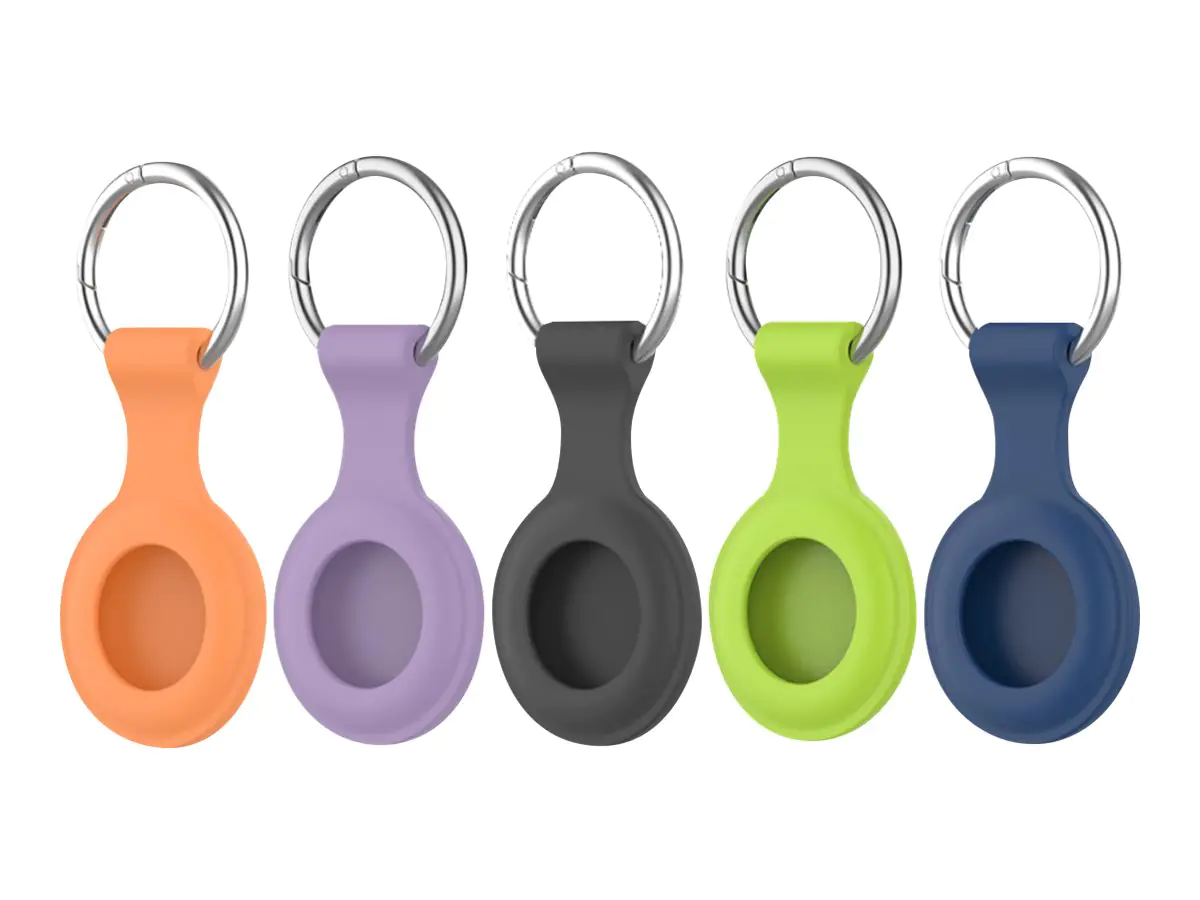 4smarts - Set - Tasche für Airtag - Metall, Silikon - Schwarz, Blau, lila, grün, orange - für Apple AirTag