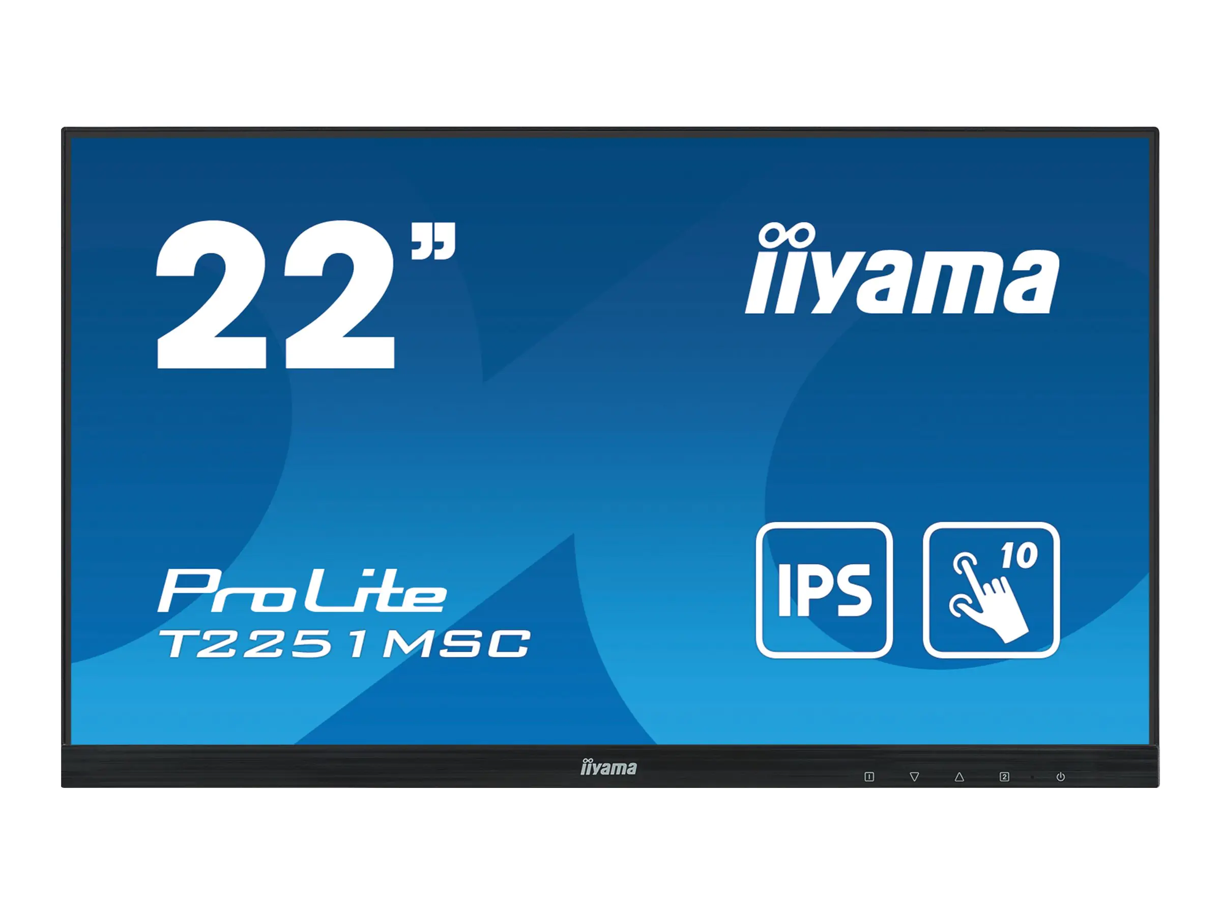 Iiyama ProLite T2251MSC-B1 - LED-Monitor - 55.9 cm (22") (21.5" sichtbar) - Touchscreen - 1920 x 1080 Full HD (1080p) - IPS - 250 cd/m² - 1000:1 - 7 ms - HDMI, VGA, DisplayPort - Lautsprecher - mattschwarz