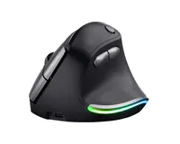 Trust Bayo - Vertikale Maus - ergonomisch - Für Rechtshänder - optisch - 6 Tasten - kabellos - 2.4 GHz - kabelloser Empfänger (USB) - Schwarz