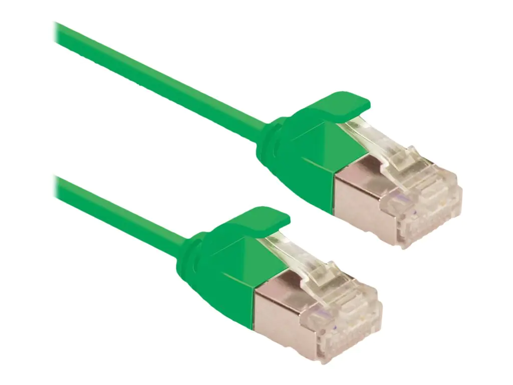 Roline DataCenter - Patch-Kabel - RJ-45 (M) zu RJ-45 (M) - 15 cm - U/FTP - CAT 6a - halogenfrei, geformt, ohne Haken, verseilt, 10 Gigabit Ethernet - grün, pantone 3278C